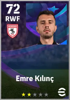 Emre Kilinc eFootball 2026 player card — 72 OVR RWF