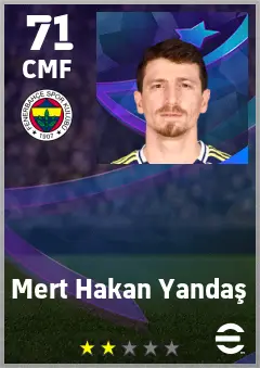 Mert Hakan Yandas eFootball 2026 player card — 71 OVR CMF