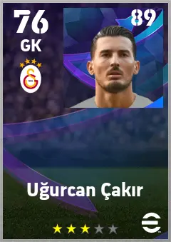 Ugurcan Cakir eFootball 2026 player card — 76 OVR GK