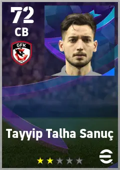 Tayyip Talha Sanuc eFootball 2026 player card — 72 OVR CB