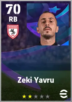 Zeki Yavru eFootball 2026 player card — 70 OVR RB