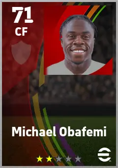 Michael Obafemi eFootball 2026 player card — 71 OVR CF