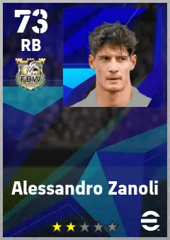 Alessandro Zanoli eFootball 2026 player card — 73 OVR RB
