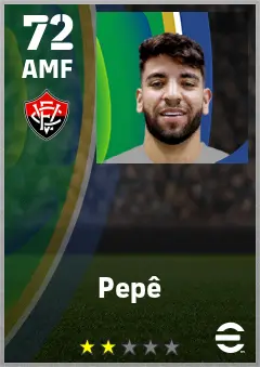 Pepe eFootball 2026 player card — 72 OVR AMF