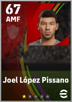 Joel Lopez Pissano eFootball 2026 player card — 67 OVR AMF