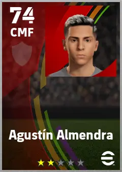 Agustin Almendra eFootball 2026 player card — 74 OVR CMF