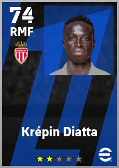 Krepin Diatta eFootball 2026 player card — 74 OVR RMF