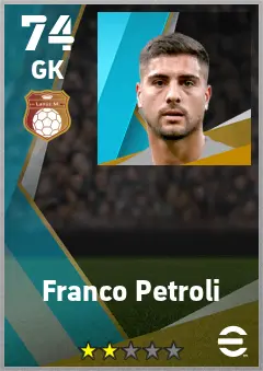 Franco Petroli eFootball 2026 player card — 74 OVR GK