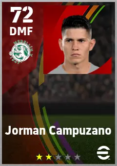 Jorman Campuzano eFootball 2026 player card — 72 OVR DMF