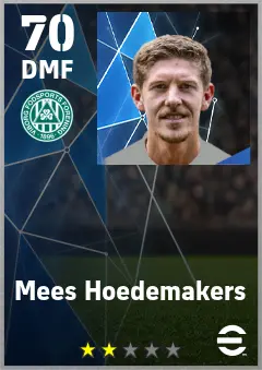 Mees Hoedemakers eFootball 2026 player card — 70 OVR DMF