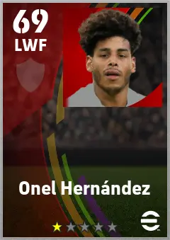 Onel Hernandez eFootball 2026 player card — 69 OVR LWF