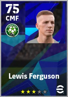 Lewis Ferguson eFootball 2026 player card — 75 OVR CMF