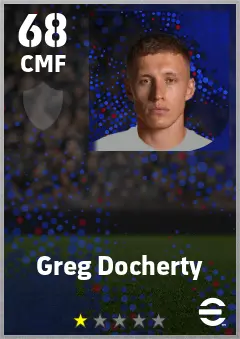 Greg Docherty eFootball 2026 player card — 68 OVR CMF