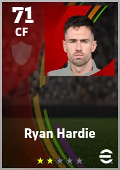 Ryan Hardie eFootball 2026 player card — 71 OVR CF