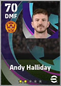 Andy Halliday eFootball 2026 player card — 70 OVR DMF