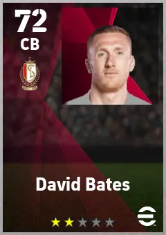 David Bates eFootball 2026 player card — 72 OVR CB