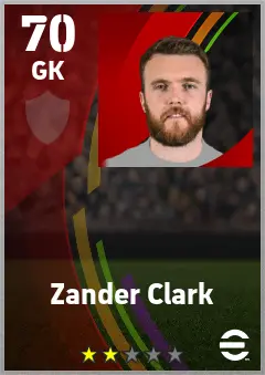 Zander Clark eFootball 2026 player card — 70 OVR GK
