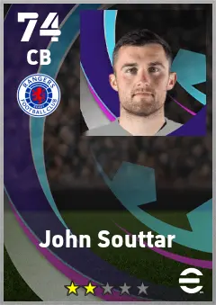 John Souttar eFootball 2026 player card — 74 OVR CB