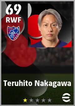 Teruhito Nakagawa eFootball 2026 player card — 69 OVR RWF