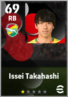 Issei Takahashi eFootball 2026 player card — 69 OVR RB