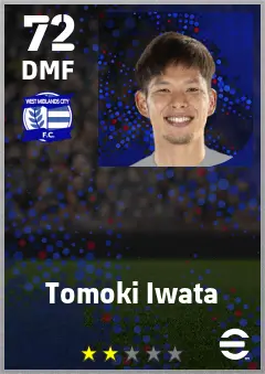 Tomoki Iwata eFootball 2026 player card — 72 OVR DMF