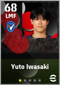 Yuto Iwasaki eFootball 2026 player card — 68 OVR LMF
