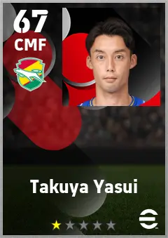 Takuya Yasui eFootball 2026 player card — 67 OVR CMF