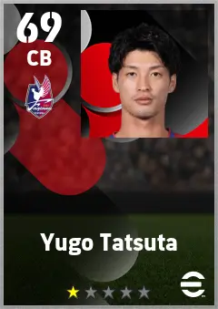 Yugo Tatsuta eFootball 2026 player card — 69 OVR CB