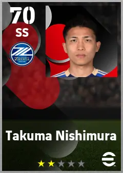 Takuma Nishimura eFootball 2026 player card — 70 OVR SS