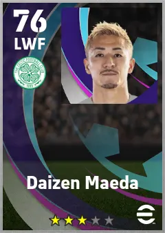 Daizen Maeda eFootball 2026 player card — 76 OVR LWF