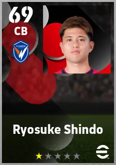 Ryosuke Shindo eFootball 2026 player card — 69 OVR CB