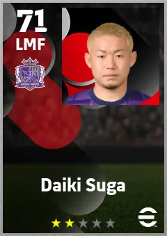 Daiki Suga eFootball 2026 player card — 71 OVR LMF