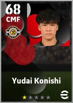 Yudai Konishi eFootball 2026 player card — 68 OVR CMF