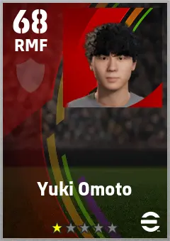 Yuki Omoto eFootball 2026 player card — 68 OVR RMF