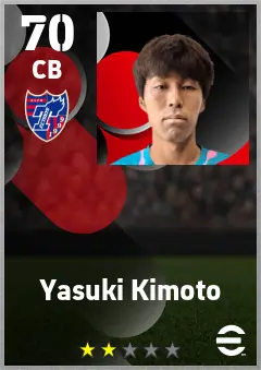 Yasuki Kimoto eFootball 2026 player card — 70 OVR CB
