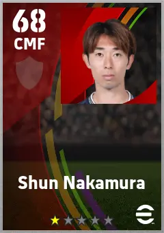 Shun Nakamura eFootball 2026 player card — 68 OVR CMF