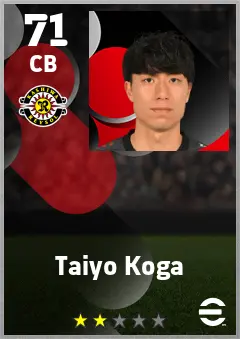 Taiyo Koga eFootball 2026 player card — 71 OVR CB