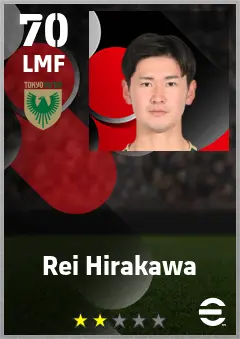 Rei Hirakawa eFootball 2026 player card — 70 OVR LMF
