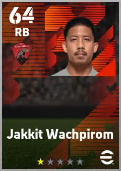 Jakkit Wachpirom eFootball 2026 player card — 64 OVR RB