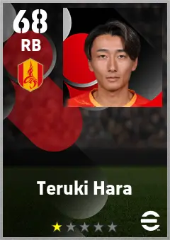 Teruki Hara eFootball 2026 player card — 68 OVR RB
