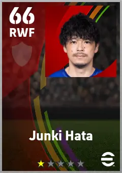 Junki Hata eFootball 2026 player card — 66 OVR RWF