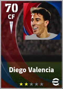 Diego Valencia eFootball 2026 player card — 70 OVR CF