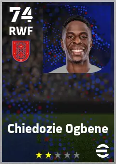 Chiedozie Ogbene eFootball 2026 player card — 74 OVR RWF