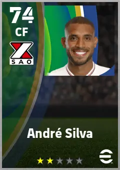 Andre Silva eFootball 2026 player card — 74 OVR CF
