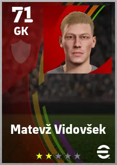 Matevz Vidovsek eFootball 2026 player card — 71 OVR GK