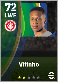 Vitinho eFootball 2026 player card — 72 OVR LWF