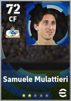 Samuele Mulattieri eFootball 2026 player card — 72 OVR CF