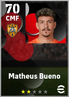 Matheus Bueno eFootball 2026 player card — 70 OVR CMF