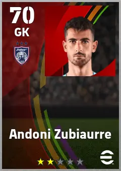 Andoni Zubiaurre eFootball 2026 player card — 70 OVR GK