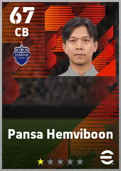 Pansa Hemviboon eFootball 2026 player card — 67 OVR CB